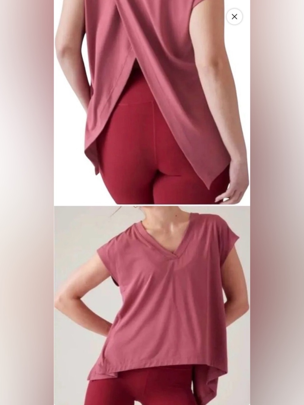 NWT Athleta top Women’s V-Neck Split-Back Top in Dusty Rose